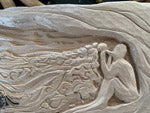 Woodblock relief carving Flower Wizard by Maria Arango Diener