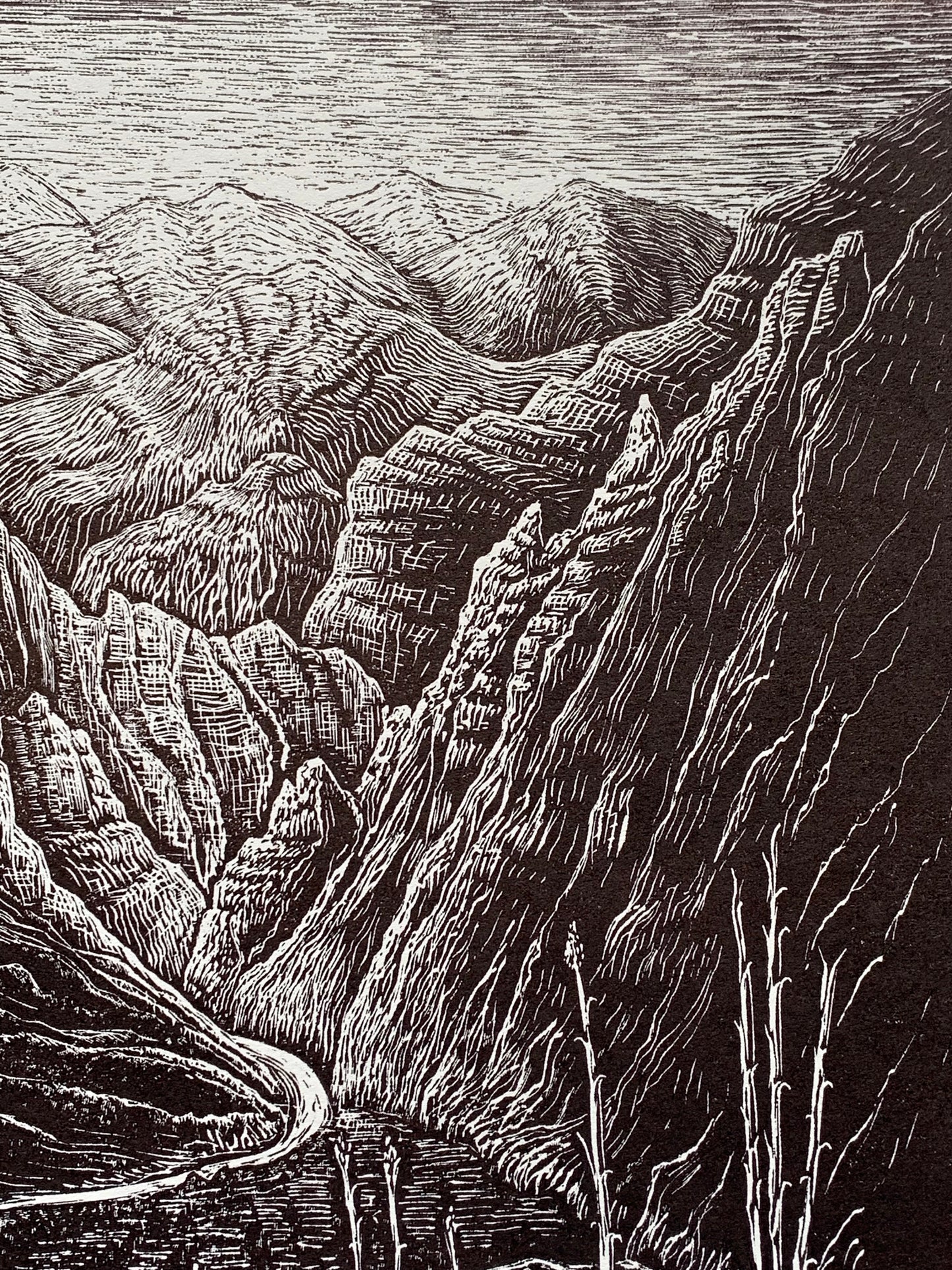 Set 2 Inspirational Wood Engravings Southwest Views Mojave Desert and Colorado River Canyon