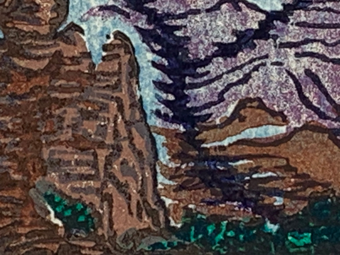Baby Grand Canyon Pocket Art Original Color Woodcut