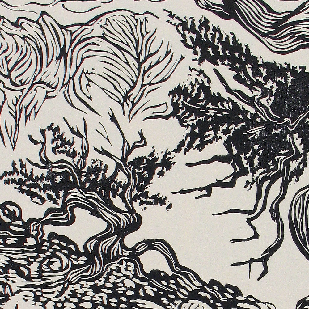 Original Woodblock Print High Desert Landscape Bristlecone Pine Mountain Sierra Very Limited Artist Proof Edition