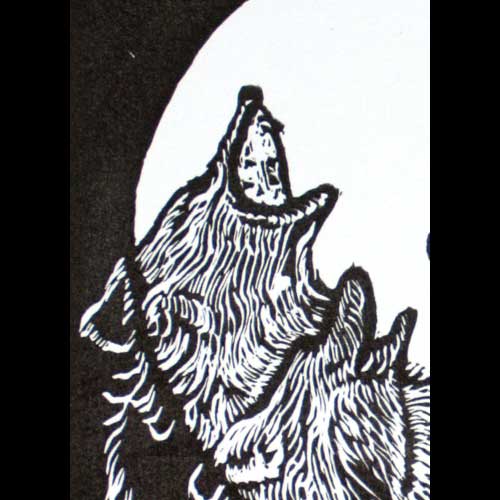 Original Print Wood Engraving Woodcut Coyotes Desert Sonata Three Tenors