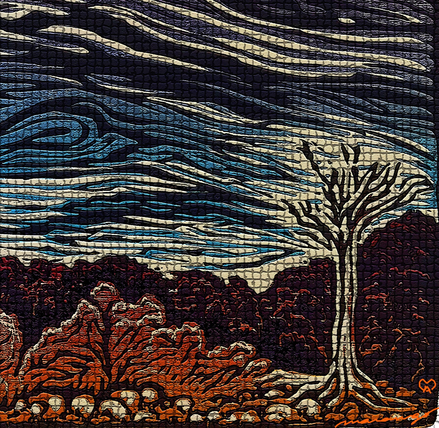 Angry Skies Mosaic Art Card Southwest Landscape Storm Wind