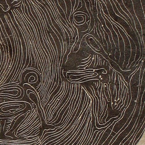 Rings Male Figures Surreal Tree Rings Earthtone Original Wood Engraving HM Paper