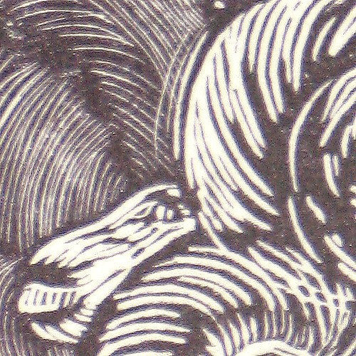 Original Wood Engraving Year of the Ram Image After Duchamps Staircase