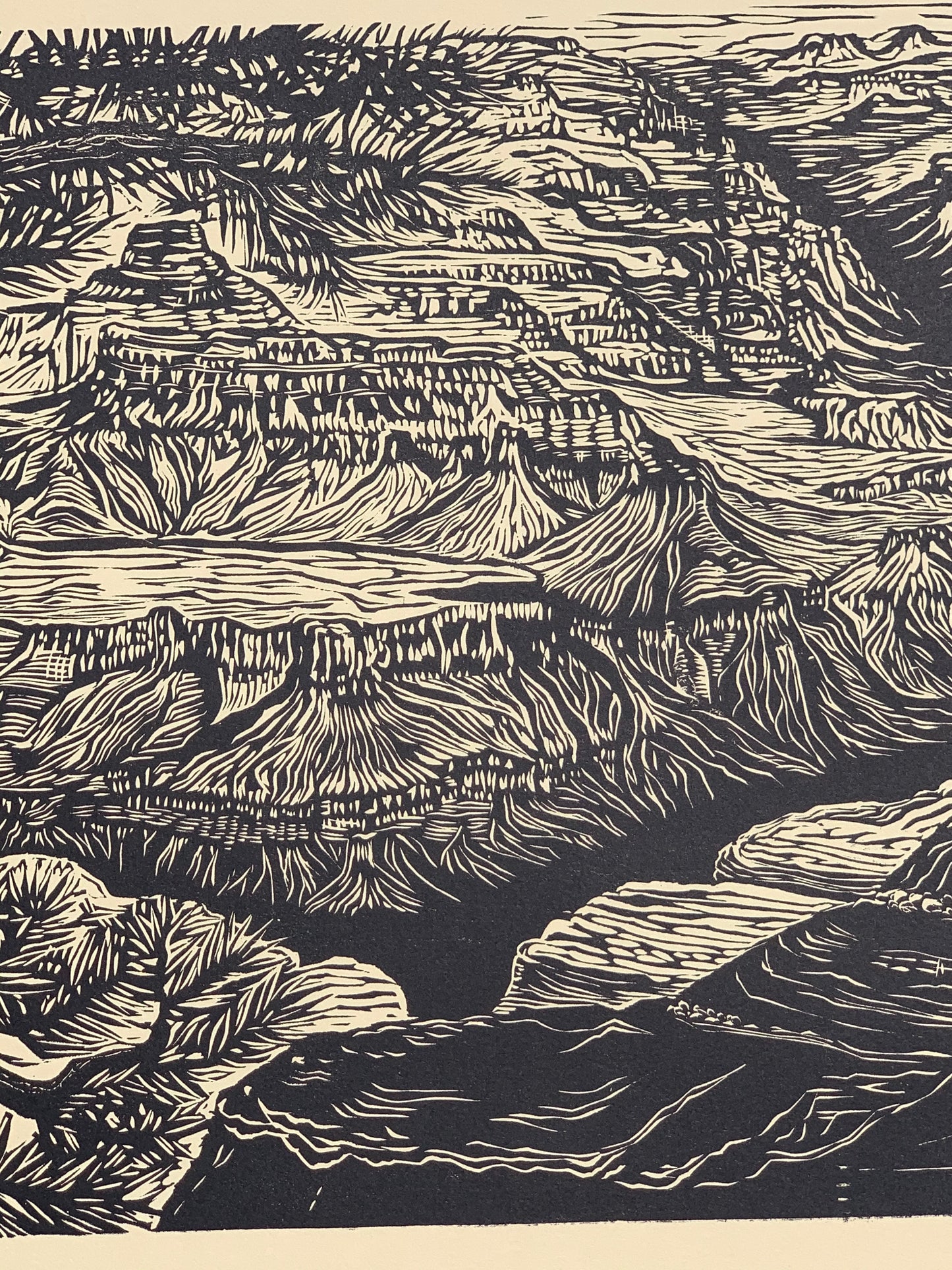 Matched Set of 3 Southwest Woodcuts Magnificent Landscape Views of Grand Canyon