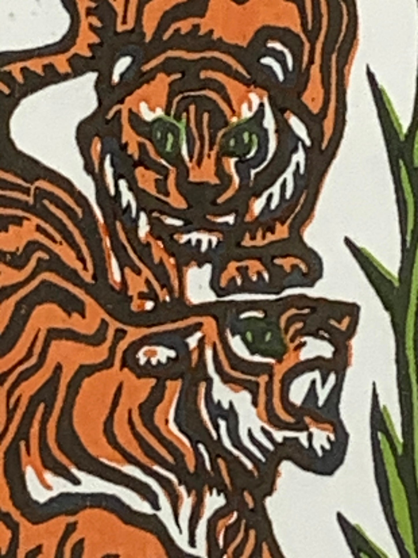 Year of the Tiger Chinese Lunar Watercolor Original Woodblock Print