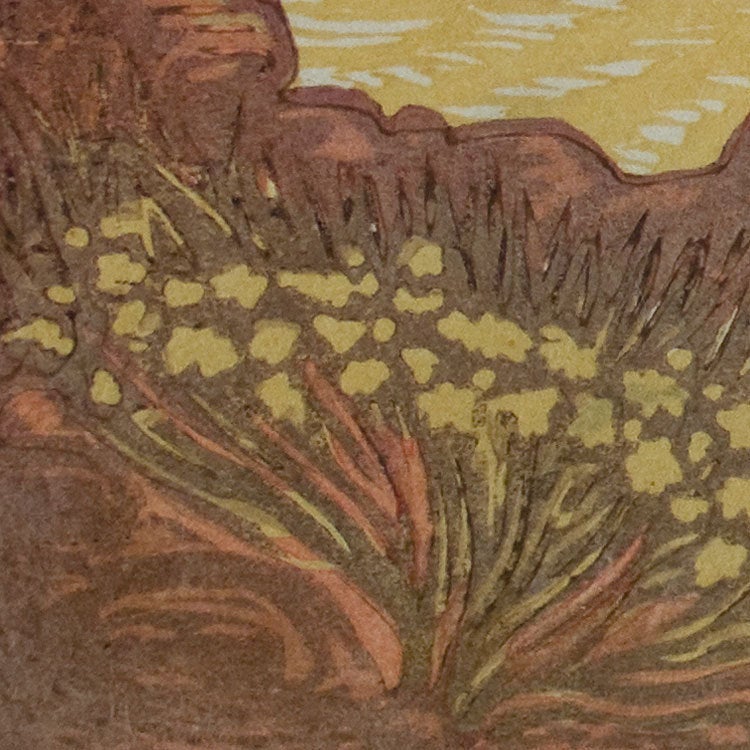 Original Art Color Japanese Woodblock Print Valley of Fire II Southwest Desert Landscape
