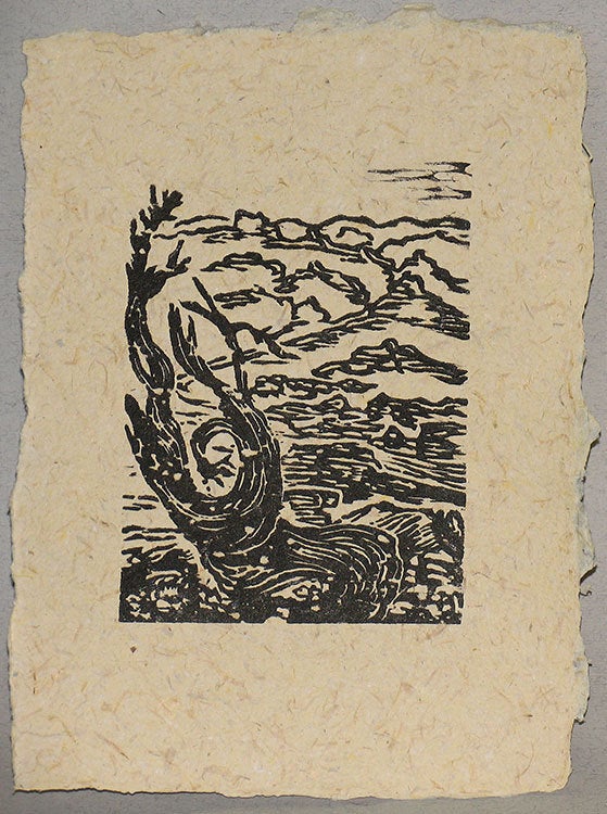 Original Woodcut Print Twisted Bristlecone Sierra Nevada Pine Tree Fiber Paper