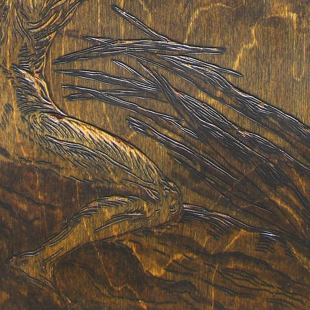 As If Struck by Lightning Original Hand-carved Baltic Birch Relief Woodblock OOAK Mounted Framed Storm