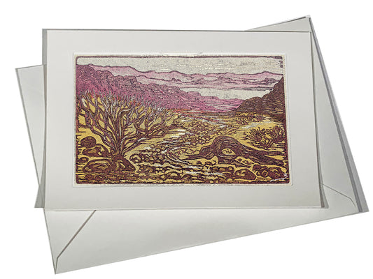 ART CARD Watercolor Texture Valley of Fire Southwest Landscape Lake Desert