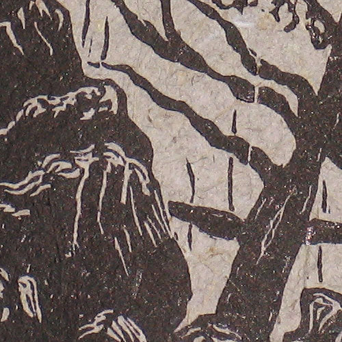 Original Woodcut Print Landscape Lone Pine in Zion National Park Canyon Wall