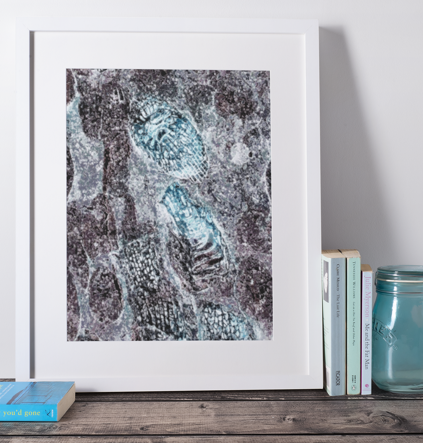 Abstract Nature Organic Fine Art Print Gray Turquoise Fossil Texture