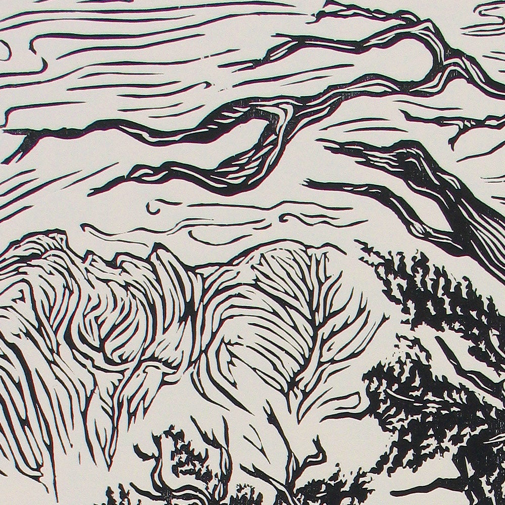 Original Woodblock Print High Desert Landscape Bristlecone Pine Mountain Sierra Very Limited Artist Proof Edition