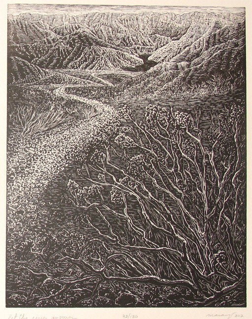 Set 2 Inspirational Wood Engravings Southwest Views Mojave Desert and Colorado River Canyon