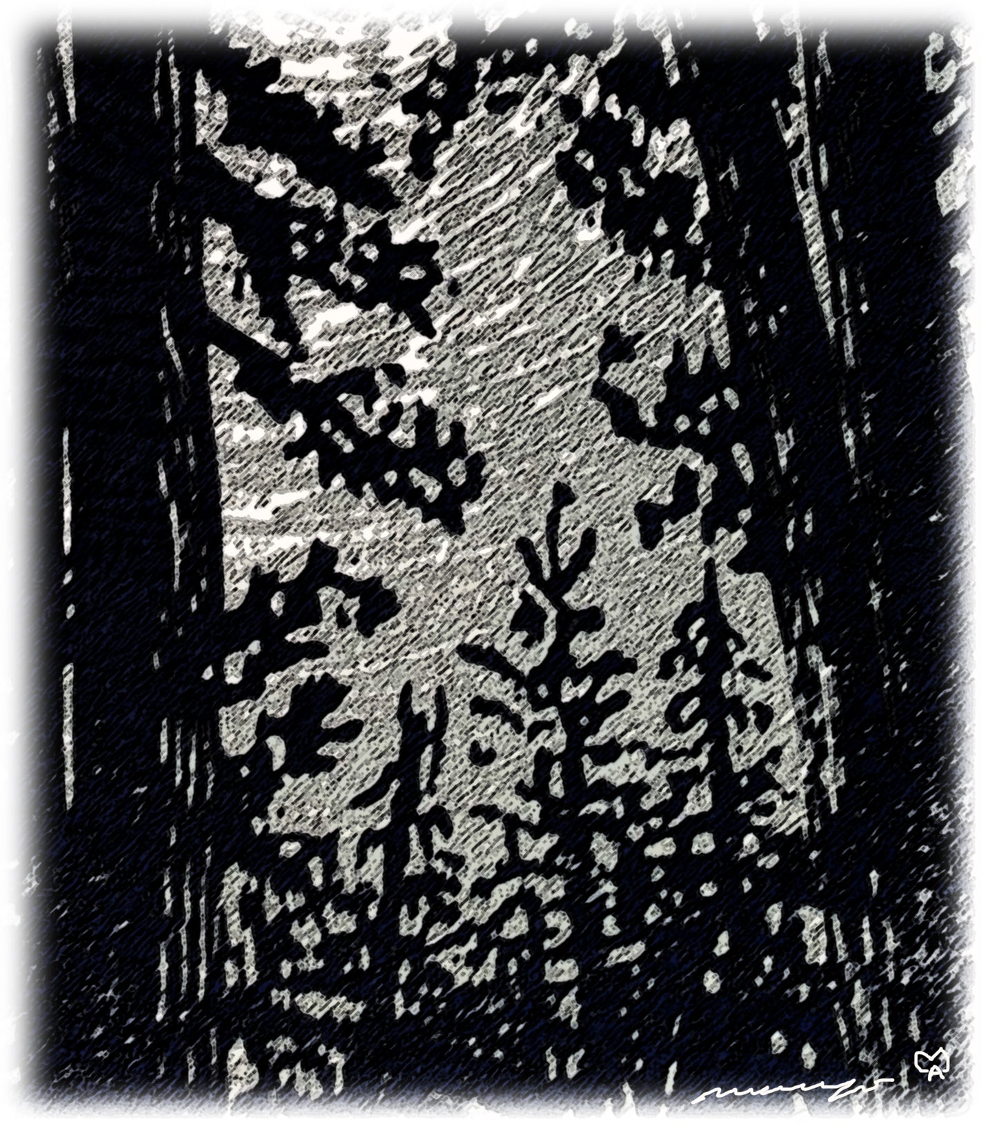 All is Calm Art Card Forest Night Pines Moon Silver Landscape