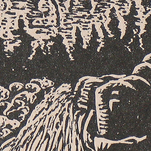 Original Woodcut Waterfall Breaks High River Desert Landscape Handmade Paper