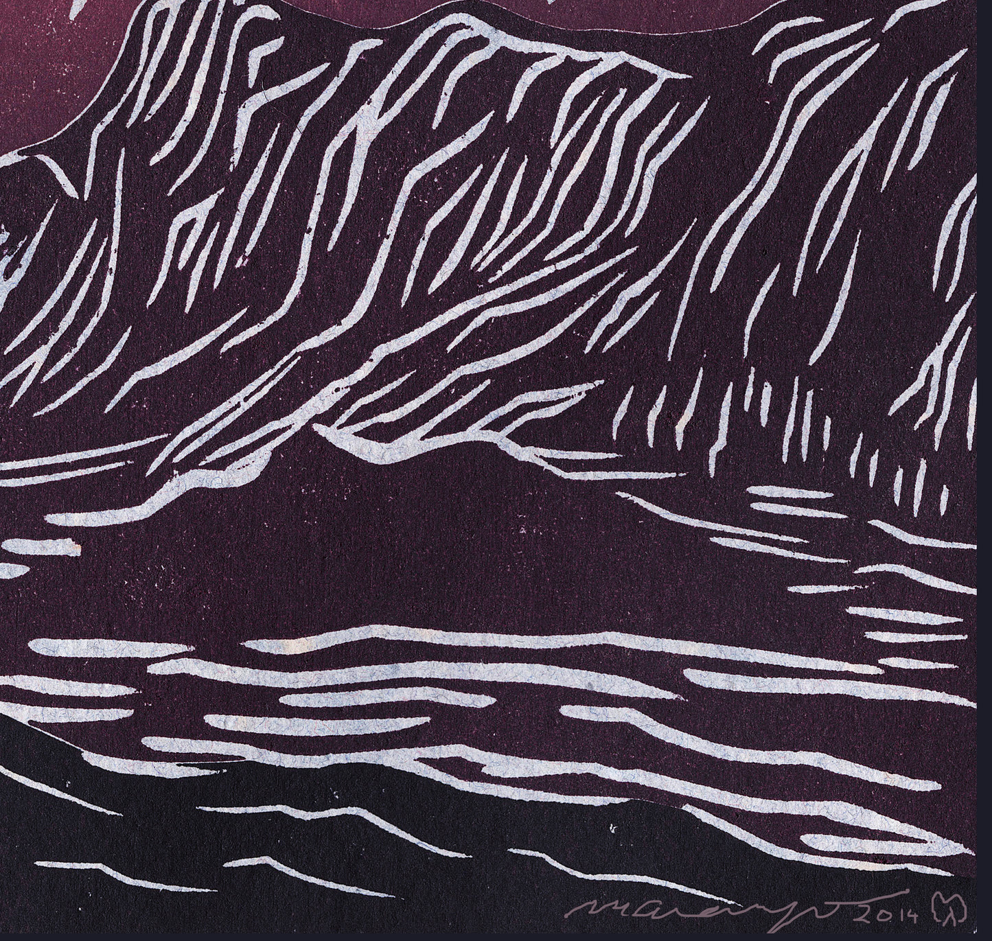 Blue Moon Color Art Card Southwest Landscape Purple Mountains