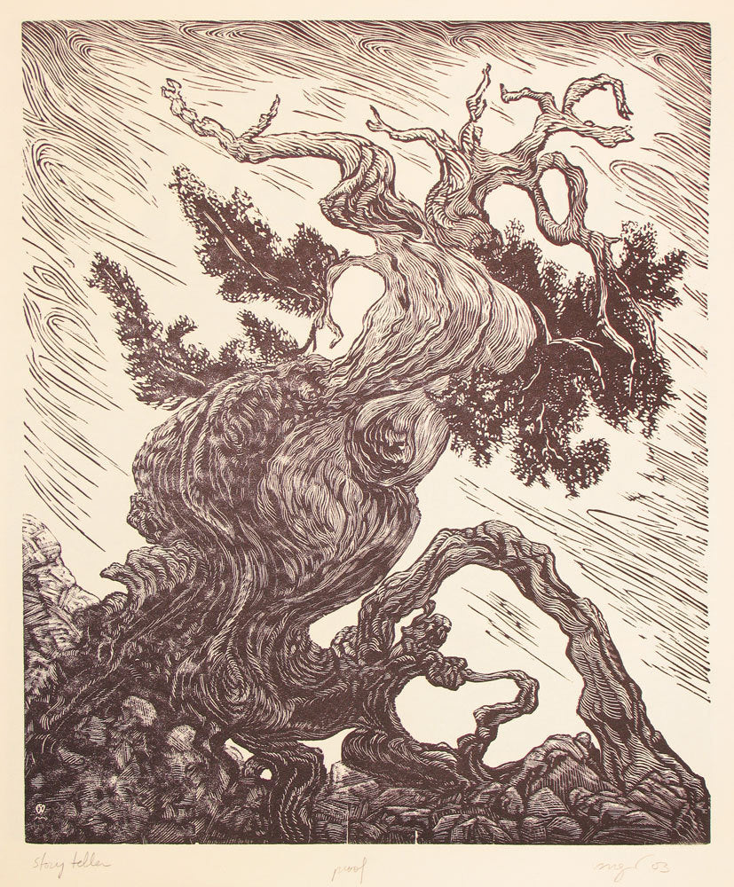 Wood Engraving Story Teller Twisted Ancient Bristlecone Pine White Mountains Sierra